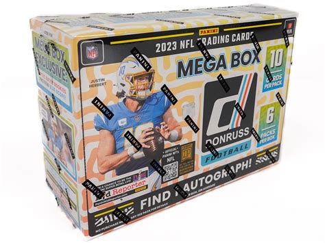 2023 donruss football mega box - There is also the 2023 Donruss Football Complete Factory Set. 2023 Donruss Football Base / Parallels. ... 2023 Donruss Football - 2 Mega Box Break. The Bakersfield Hobby (10747) 100% positive; Seller's other items Seller's other items; Contact seller; US $4.25. 5 bids. Ends in 56s. Condition: